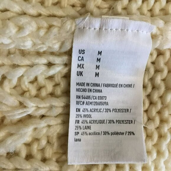 American Eagle Outfitters Fisherman Sweater Chunky Cable Knit Long Ivory Medium - Picture 10 of 11